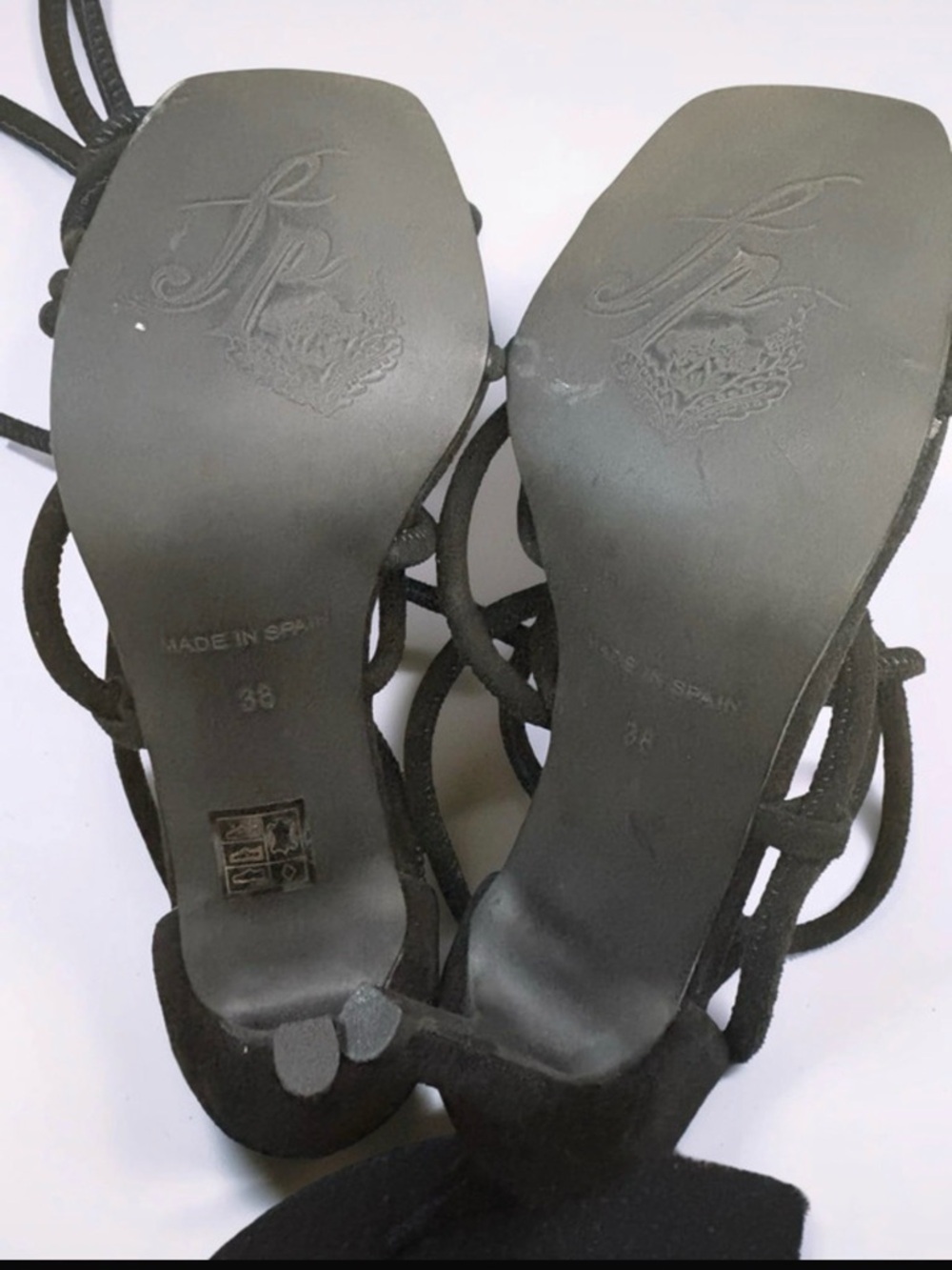Free People Black Suede Strappy Heel Sandals Size 38 - Picture 5 of 7